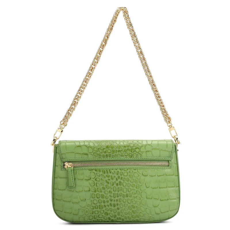 Da Milano Kiwi Small Croco Leather Shoulder Bag - Kiwi for Women | Best Price UAE